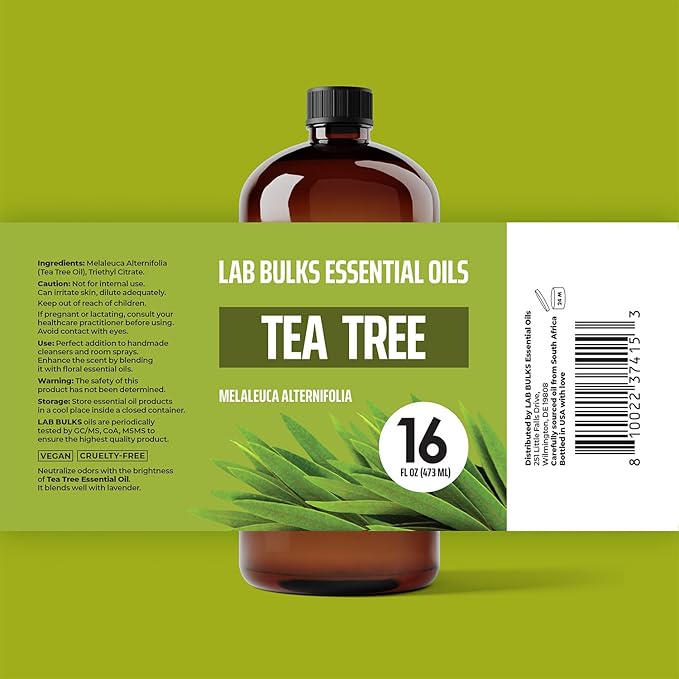 Lab Bulks Essential Oil Tea Tree Essential Oil 16 Ounce (2 Pack) – Aromatherapy Tea Tree Oil Bulk for Diffuser, Soap Making, Home, Candles