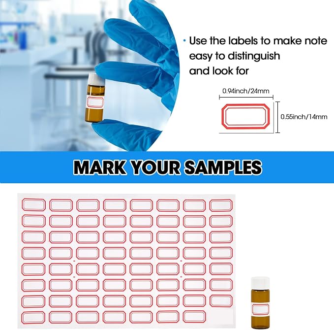 50PCS 4ml Amber Glass Vials with White Screw Caps and Plastic Stoppers, 1 Dram Leak-Proof Small Liquid Sample Bottles for Essential Oils, Perfumes, Reagents