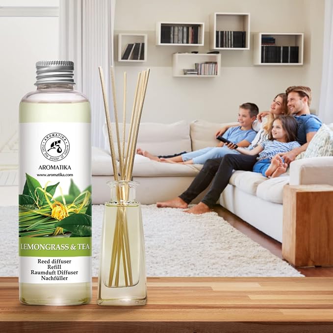 Reed Diffuser Refill Lemongrass - Tea 6.8 Fl Oz - Scented Diffuser - Room Diffuser Refill with Scent - Room Freshener - Home Fragrance - Scented Diffusers - Home Fragrance