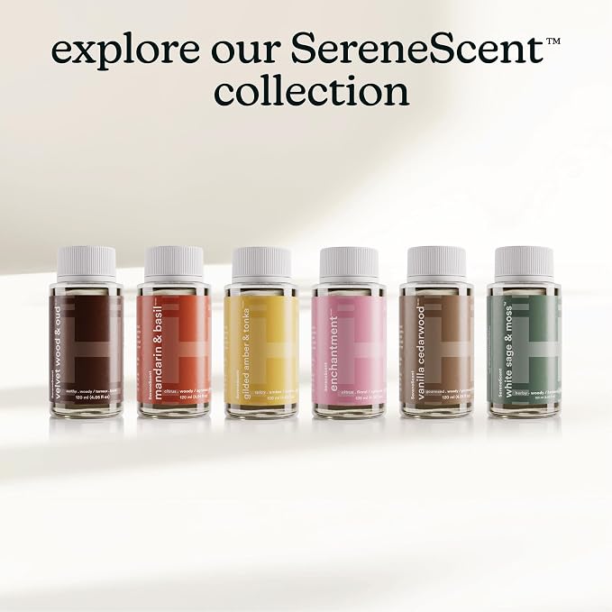 Homedics SereneScent Waterless Diffuser Oil Refill — Enchantment (120ml). Clean, Warm & Sensual Home Fragrance. Compatible with SereneScent Diffusers. Easy Twist Plug & Play