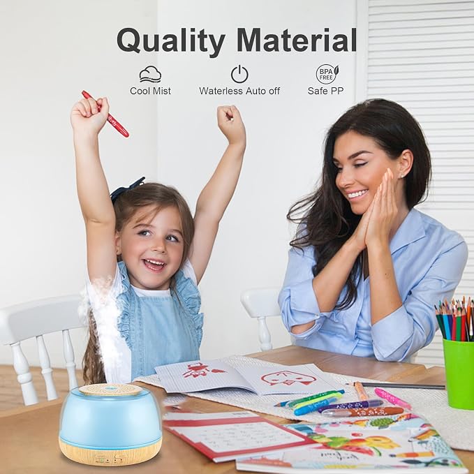Marchred 300ml Essential Oil Diffuser with Remote Control, 7-Color LED Lights, 4 Timer Modes, Quiet Ultrasonic Aromatherapy for Home, Office, Room, Small & Stylish Design