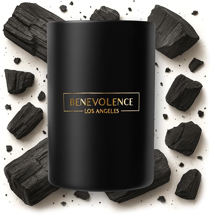 Benevolence LA Premium Charcoal Scented Candle – Long-Lasting, 45-Hour Burn – Luxury Black Wax Soy Candle for Home – Aromatherapy & Room Decor – 10oz