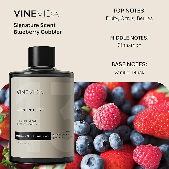 VINEVIDA [16 Fl Oz] Blueberry Cobbler Fragrance Oil for Cold Air Diffusers, Essential Oils for Diffuser Oil Refill & Air Freshener Room Spray