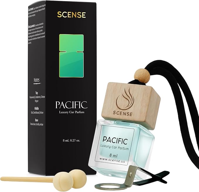 PACIFIC Luxury Car Air Freshener for Men & Women | Perfume Style Car Fragrance Diffuser & Vent Clip | Odor Eliminating New Car Smell Long Lasting Scent Refillable | Premium Car Scent by SCENSE