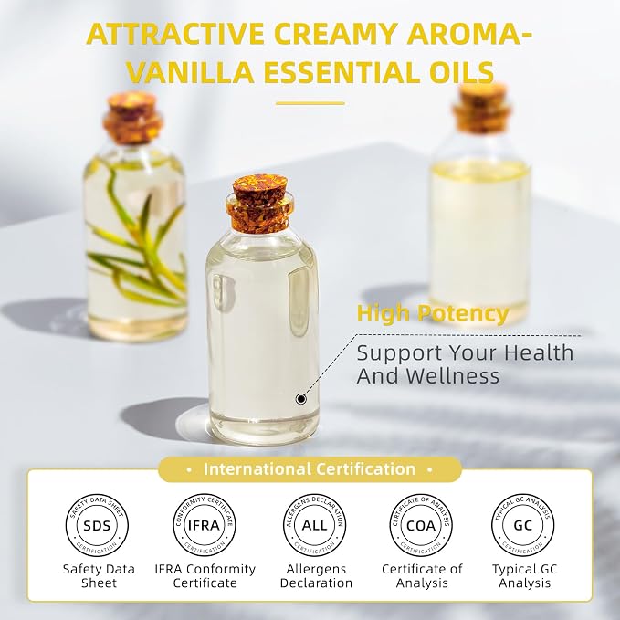 HIQILI Vanilla Essential Oil - 32 Fl Oz | Strong Fragrance for Body Lotion, Candle Making, Soap, Aromatherapy