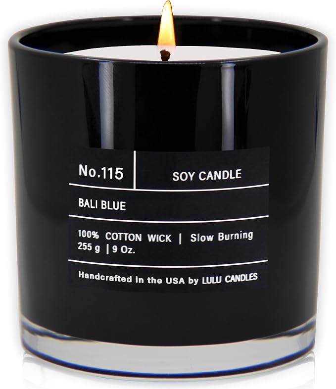 Lulu Candles | Bali Blue | Smells Manly & Fresh | Luxury Scented Soy Jar Candle | Hand Poured in The USA | Highly Scented Long Lasting (9 Oz.)