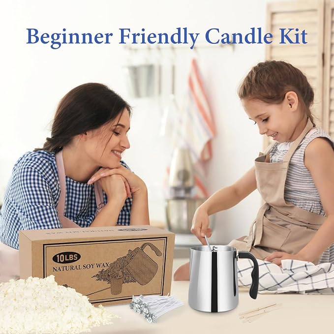 SAEUYVB Candle Making Kit Supplies,Soy Wax DIY Candle Making for Adults,Including 10lbs Soy Wax Flakes,Pouring Pot,Start Candle Kit for Adults,Beginners