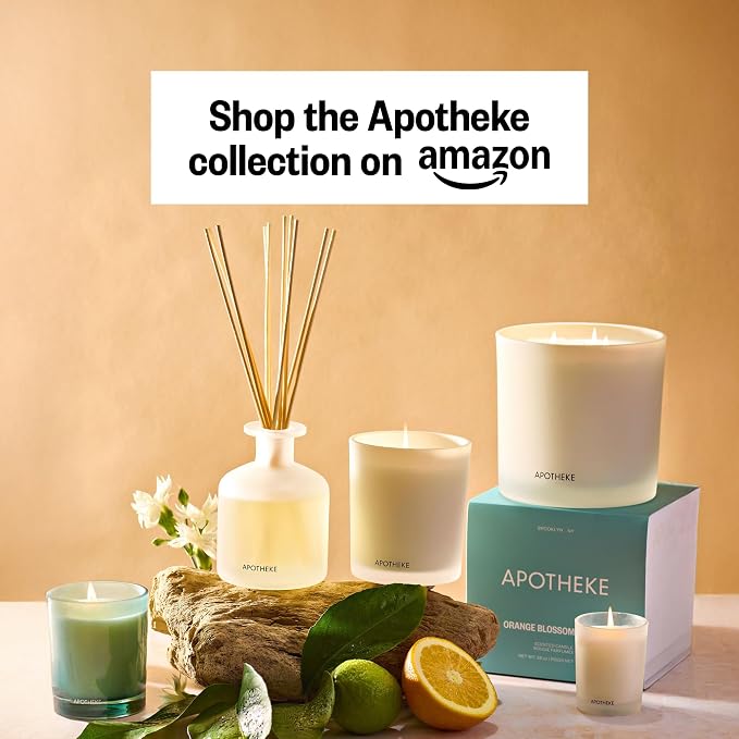 Apotheke Signature Scented Candles for Home, Orange Blossom Neroli - 10.5 oz - Soy Wax, Non Toxic, Large Jar White - Luxury Candle Gifts for Women & Men - Sandalwood, Musk, Neroli, and Orange