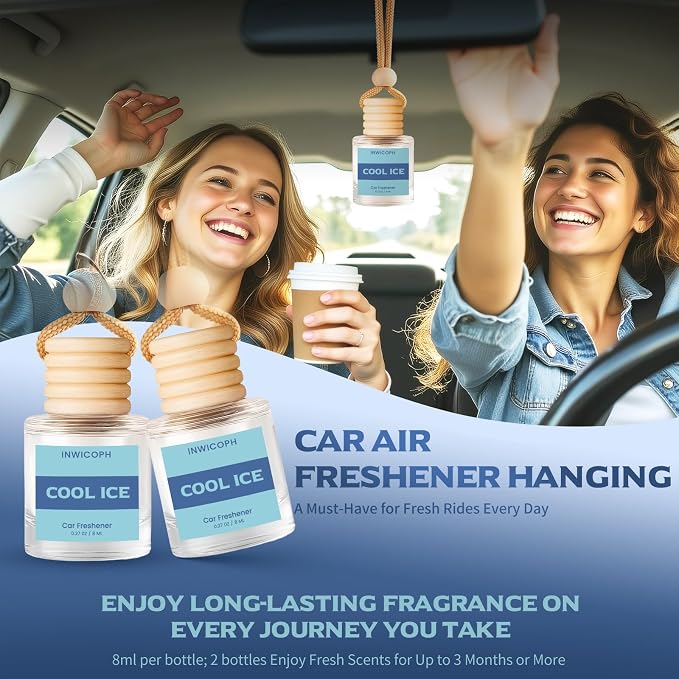 Car Air Freshener Diffuser Hanging, Cool Ice Fragrance Oil
