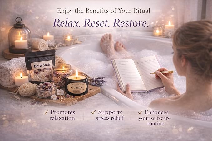Moments of Me® Week 2: Release Ritual Bundle Comfort Candle + Release & Rest Botanical Bath Salt | Self-Care Aromatherapy Set
