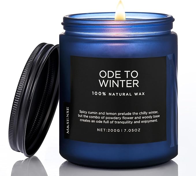 M&SENSE Ode to Winter Scented Candle for Home Natural Soy Wax Non Toxic Cotton Wick Winter Scent, 7.05oz Up to 50 Hours Burn Time Gifts for Christmas Holiday
