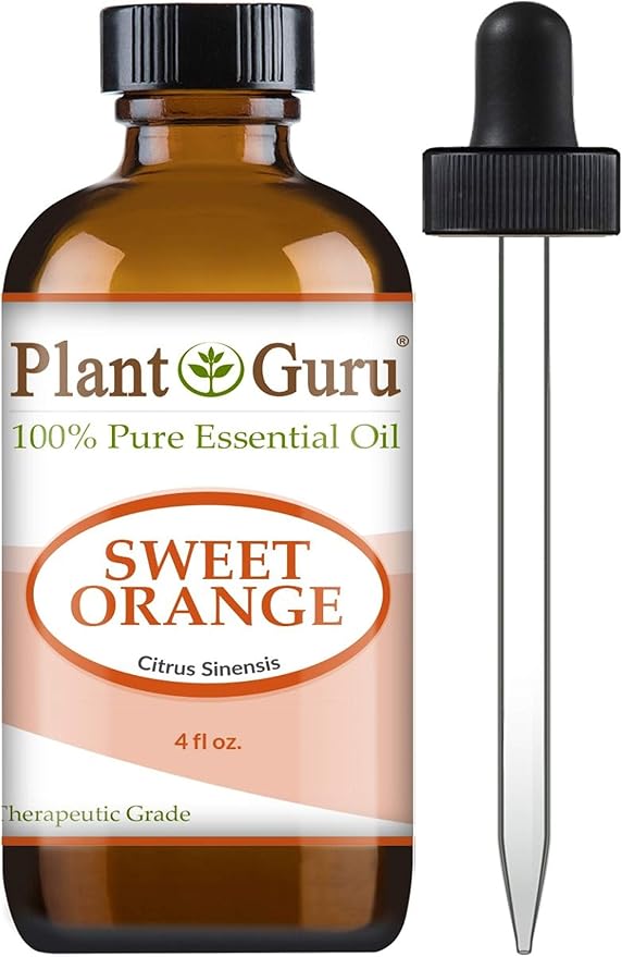 Sweet Orange Essential Oil 4 oz 100% Pure Undiluted Therapeutic Grade Citrus Sinensis, Cold Pressed from Fresh Orange Peel, Great for Aromatherapy Diffuser, Relaxation and Calming, Natural Cleaner.