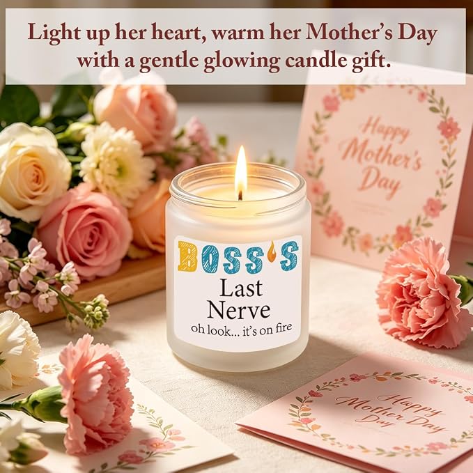 Novelty Lavender Scented Soy Candle Gift Boss Day Boss Lady Gifts Appreciation Thank You Retirement Gifts for Women Manager Colleagues Leader Bosses Female Boss's Last Nerve Candle