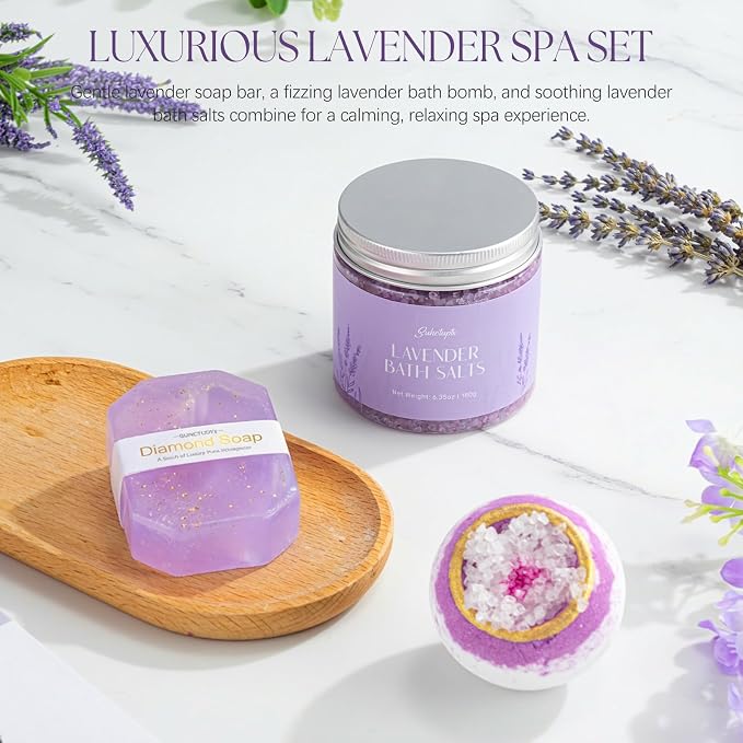 Mothers Day Gifts for Mom, 9pcs Happy Birthday Gifts for Women, Unique Birthday Relaxation Spa Gift Christmas Ideas Relaxing Lavender Set Self Care Gift Basket for Her Mom Sister Friend Teacher