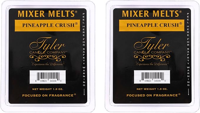 Tyler Candle Company Pineapple Crush 1.9 Ounce Scented Mixer Wax Melt Cubes for Tart Burner, Pack of 2