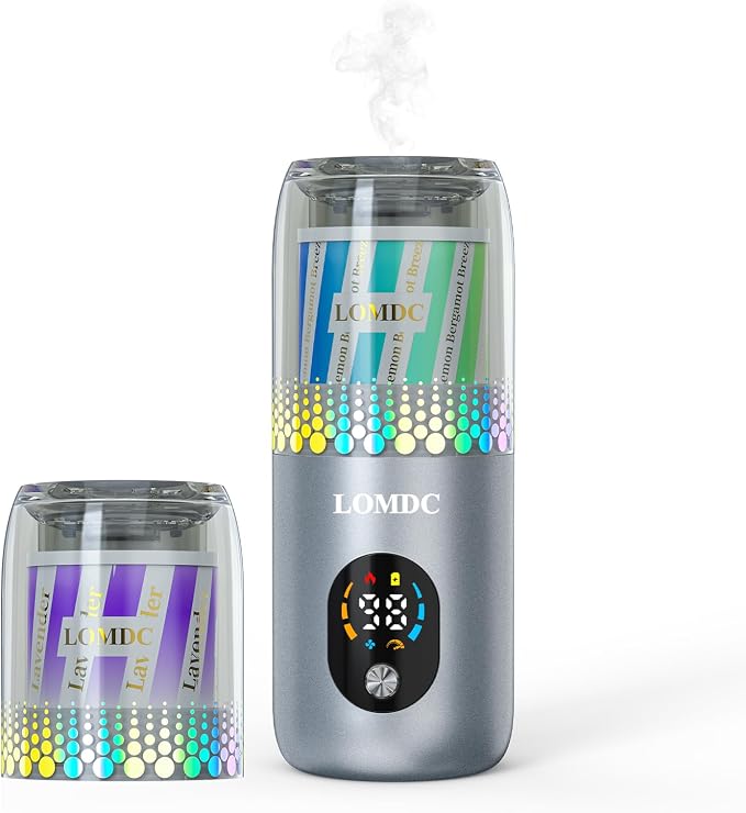 Waterless Essential Oil Diffuser, Portable Car Diffuser Battery Powered, Mini Scent Air Machine, Includes 2 Scent Replacement Pack, Suitable for Home, Hotel Room, Car, Office, Camping, etc.Y12B