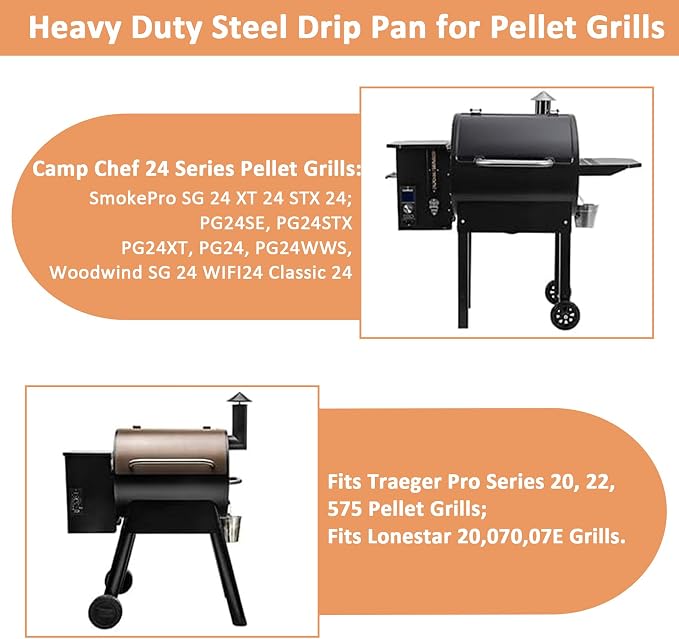 AJinTeby Drip Tray Heat Baffle Replacement for Camp Chef 24 Series Pellet Grills, PG24SG-4, SmokePro SG 24, STX 24, Heavy Duty Steel Drip Pan Fits Traeger Pro 20 22 575 Series