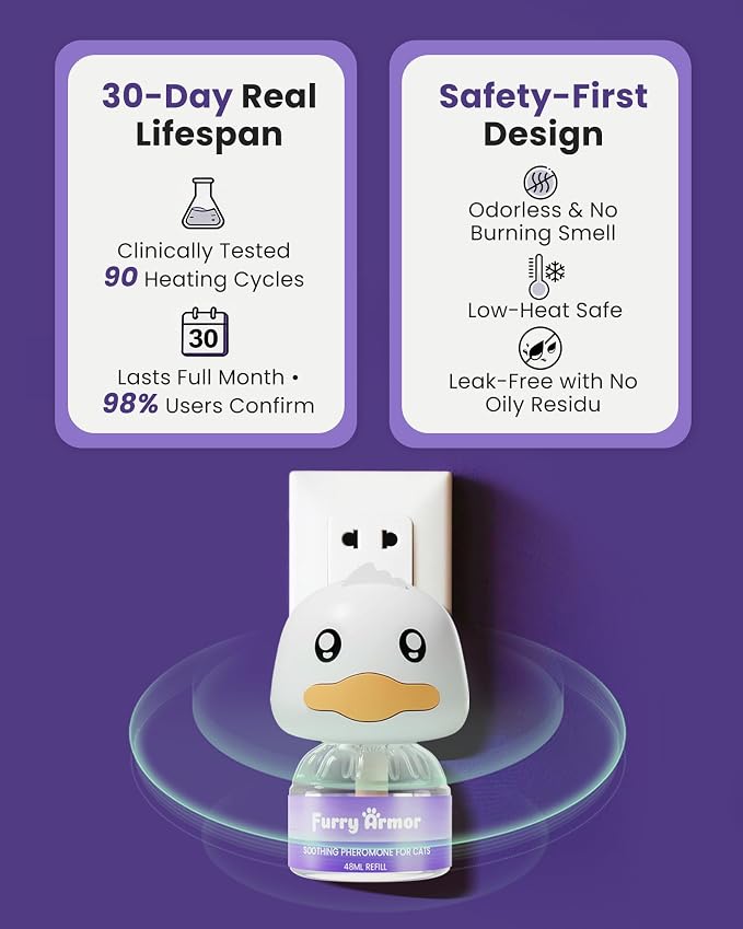 Cat Calming Diffuser for Cats - Pheromone Diffuser to Calm Cats - Multi‑Cat Starter Kit (1 Plug‑in + 48ml Refill) - Reduces Scratching, Meowing, Hiding, Urine Marking - Odorless | Stops spraying & scratching naturally, safe low-heat, no oily residue, w...
