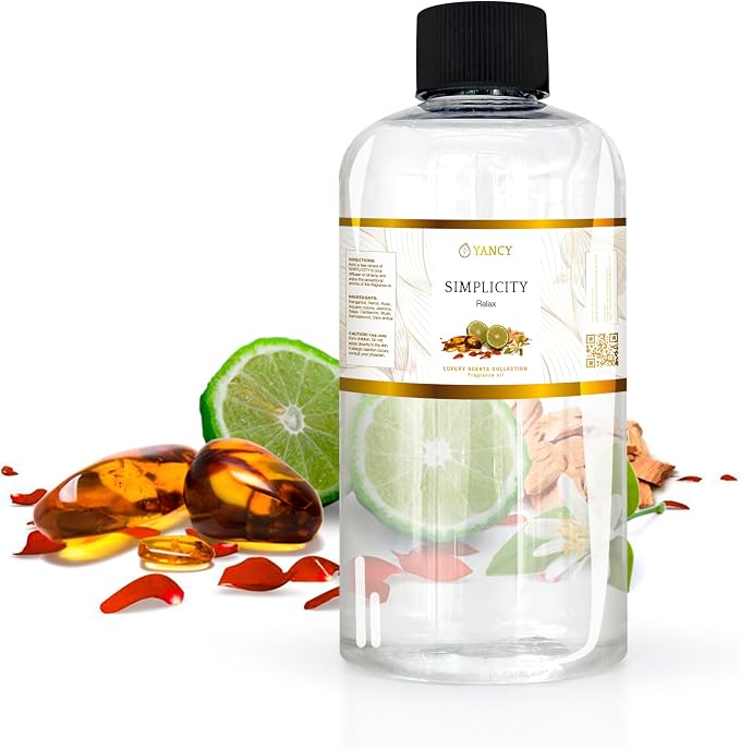 YANCY Simplicity Luxury Collection Fragrance Oil (8 oz), Clean Minimalist Aroma, Ideal for Diffusers, Oil Burners & Aroma Lamps, Light Fragrance for a Calm, Clear Space