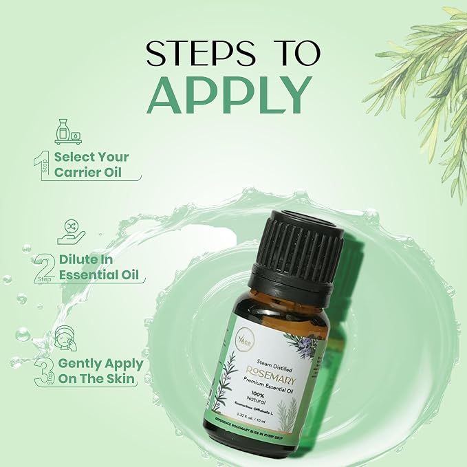My ACE Rosemary Essential Oil 0.33 Fl Oz - Pure & Natural - Premium Grade for Aromatherapy, Diffuser, Skin, Hair, Massage, Candle & Soap Making, Home - Glass Bottle with Dropper - Long Lasting Scent