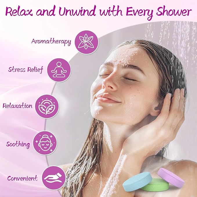 Shower Steamers Aromatherapy 8 Pack –Natural Essential Oil Shower Bombs for Self Care, Home Spa, Stress Relief & Relaxation, Birthday Gifts for Women and Men. Dreamy Watercolor Style