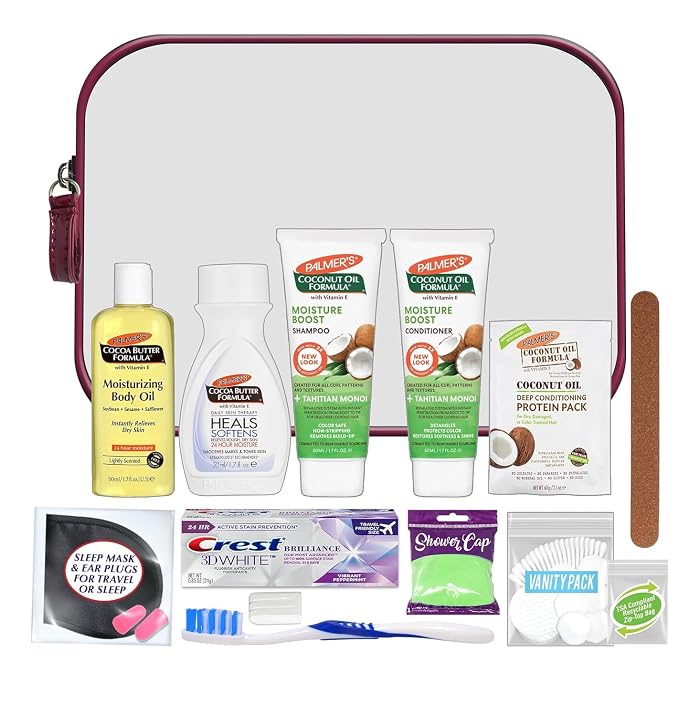 Convenience Kits International Women's 15-Piece Palmer's Travel Skin Care Kit with Hair, Face & Body Travel-Size Products, 32 Count Bulk Case