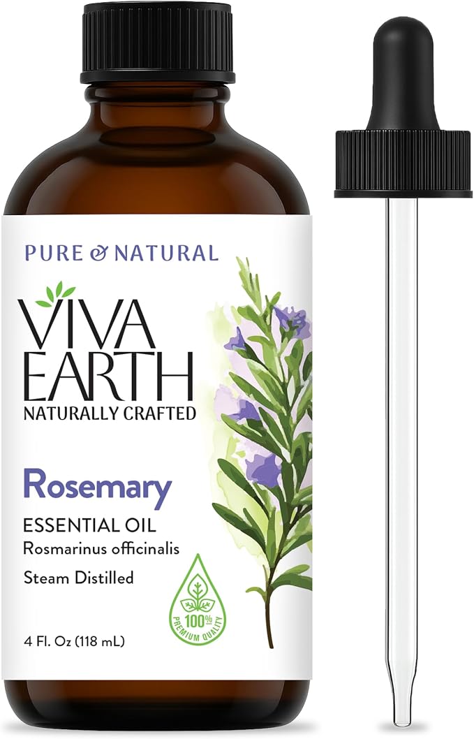 Rosemary Oil – 100% Pure and Natural Steam-Distilled Herbaceous Aroma for Diffusers, Hair and Scalp Blends, DIY Beauty, Soap, Candle Making, and Laundry Dryer Balls – with Glass Dropper, 4 oz