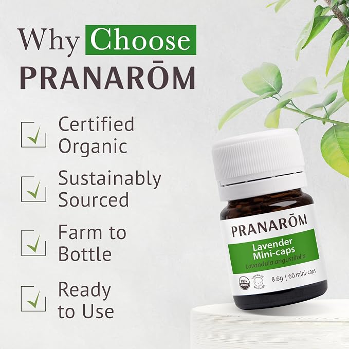 Pranarom - Aromaforce Lavender Mini-Caps 60ct - Relaxation Therapy - Promotes Restful Sleep - Contains Organic Lavender Essential Oil