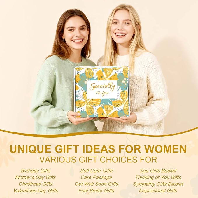 Self Care Gifts for Women Gift Baskets，Sending Sunshine Thinking of You Care Package Spa Gift Sets, Mothers Day Birthday Gifts for Women Mom Sister Wife Grandma Best Friends Her - Ivory