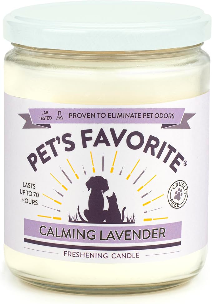 Pet's Favorite Pet Odor Candle, Clean Burning, Long Lasting Scented Candles with a Cotton Wick. (Calming Lavender/French Vanilla, Pack of 2)