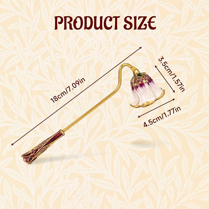 Elegant Royal-Style Candle Snuffer with Pearl Inlay, Candlesnuffers Wick Snuffer Candle Accessory for Putting Out Extinguish Candle (Purple + White)