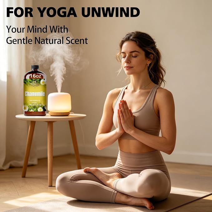 Chamomile Essential Oil, Chamomile Oil 16 Fl Oz 480ml for Diffuser Yoga Soap & Candle Making – with 0.33 Oz Roller Ball & Funnel YHSESSE Essential Oils