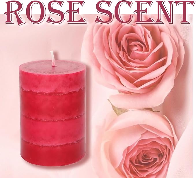 Scented Pillar Candles Long-Lasting Burning No Drip Candles Red 3x4 inch