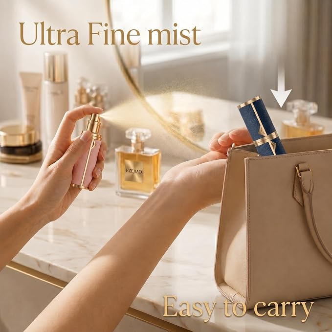 2PCS Perfume Travel Refillable Bottle, Luxury Leather Travel Perfume Atomizer 5ml, TSA Approved Leak-Proof Cologne Sprayer for Men Women, Portable Mini Perfume Bottle for Travel, Daily Use and Gift