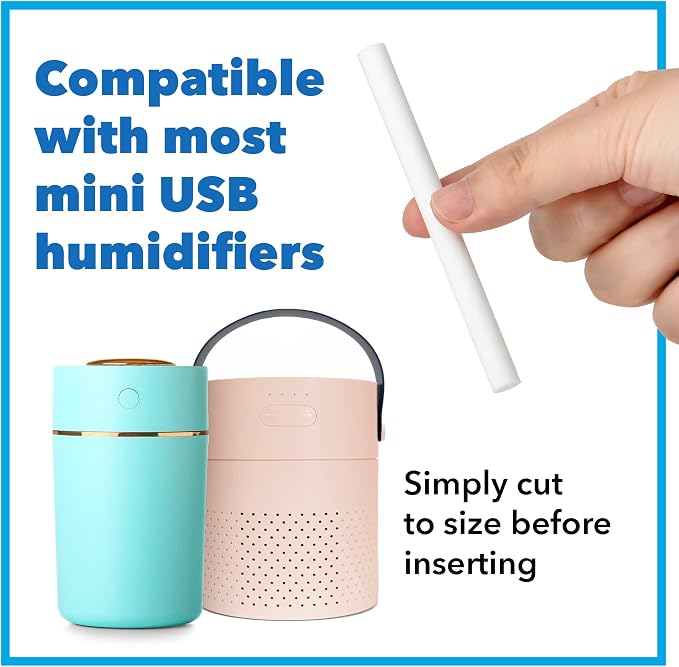 IMPRESA Humidifier Refill Sticks - 4 in x 0.3 in, Pack of 100 - Fast Soak Porous Absorption with Cotton Filter Sticks - Universal Fit & Filter for Mini Humidifier & Diffuser