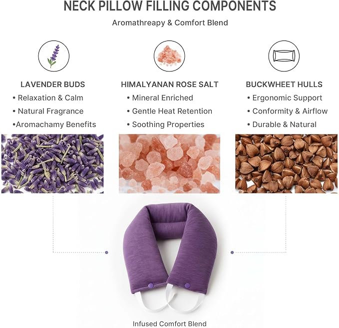 Microwave Heating Pad for Neck – Microwavable Neck Wrap & Eye Mask Set for Neck Pain Relief, Moist Heat Therapy Lavender & Himalayan Salt, Reusable Hot Cold Pack – Relaxation Self-Care Gift for Women