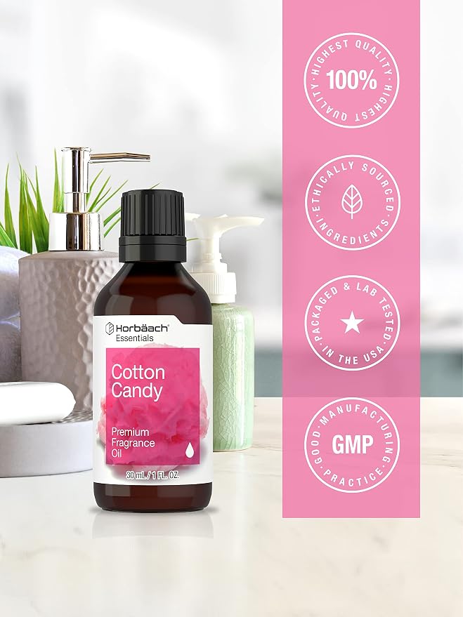 Horbäach Cotton Candy Fragrance Oil | 1 fl oz (30ml) | Premium Grade | for Diffusers, Candle and Soap Making, Aroma Spray, DIY Projects & More