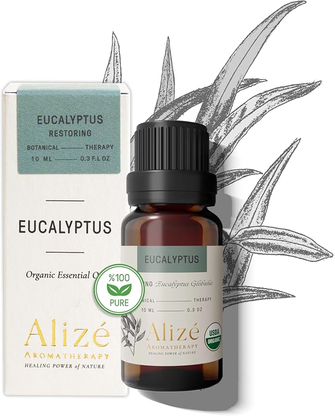 Eucalyptus Essential Oil, USDA Organic 100% Natural & Pure Essential Oils for Diffusers for Home, Aromatherapy Oils, Diffuser Oils Scents for Wellness, 10ml-0.33 fl oz