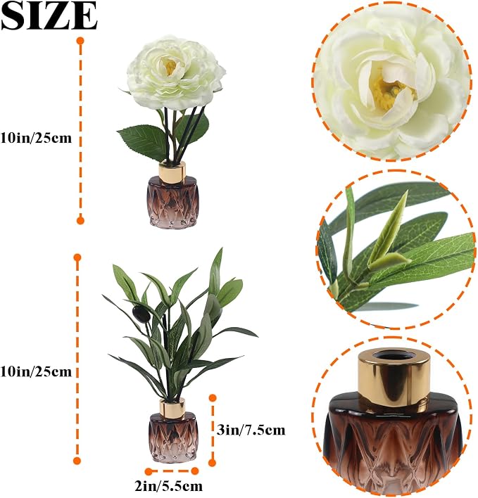 Empty Reed Diffuser Glass Bottle Set, Scent Diffuser Empty Bottle with Sticks Eucalyptus, Fragrance Aromatherapy Essential Oil DIY Jar for Home Shelf Bedroom Bathroom Office Decor