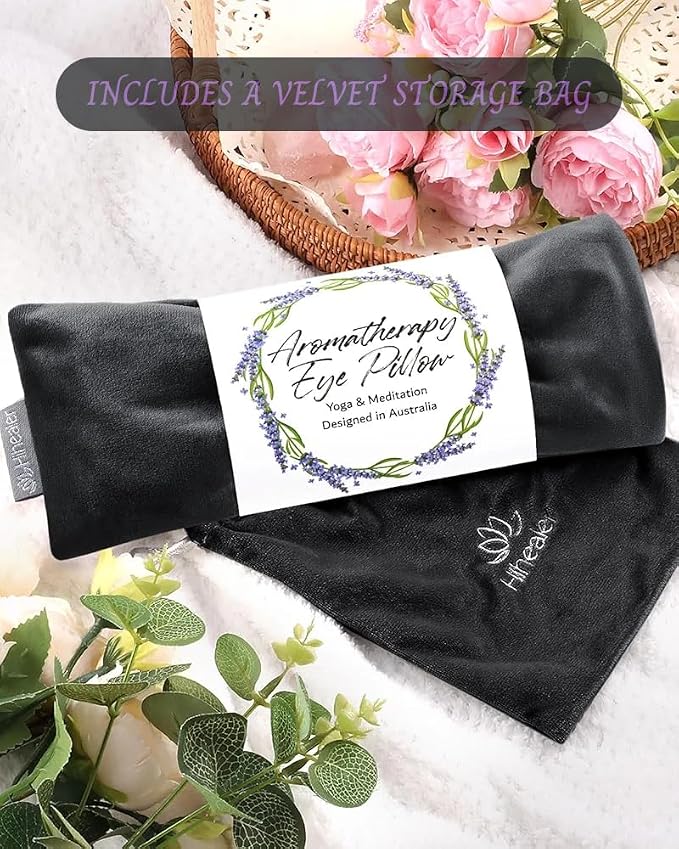 Lavender Eye Pillow for Relaxation, Yoga, Sleep – Weighted Eye Mask for Headache, Sinus, Aromatherapy Moist Heat Compress, Meditation Accessory, Relaxation Gift for Women (Black（only One）)