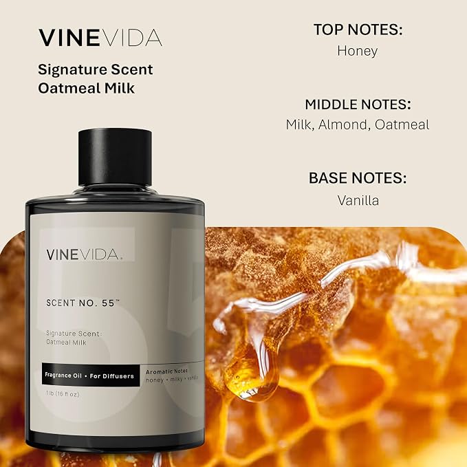 VINEVIDA [16 Fl Oz] Oatmeal Milk Fragrance Oil for Cold Air Diffusers, Essential Oils for Diffuser Oil Refill & Air Freshener Room Spray