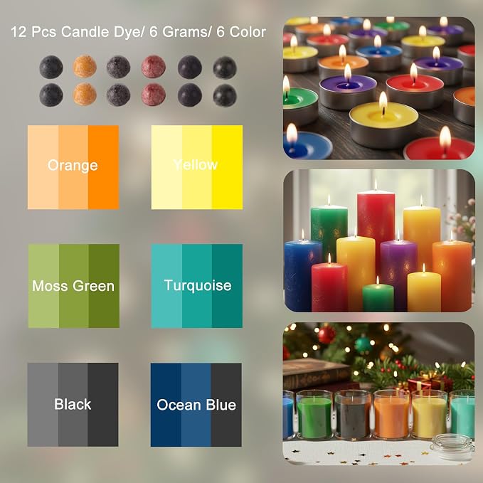 LAMORGIFT Soy Candle Making Kit with Wax Melter for Adults- Natural Soy Wax with Candle Making Supplies, 4 Jars& 4 Tins, Wax Melting Pot and More, Colored Scented Candle DIY Kit for Christmas Gift Set