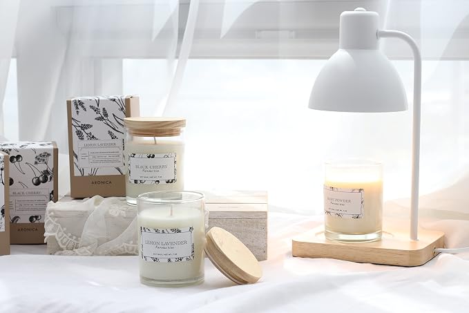 Aronica Organic Soy Candles - Lavender Lemon Essential Oil, Luxury Home Spa Gift for Women, Energizing Scent
