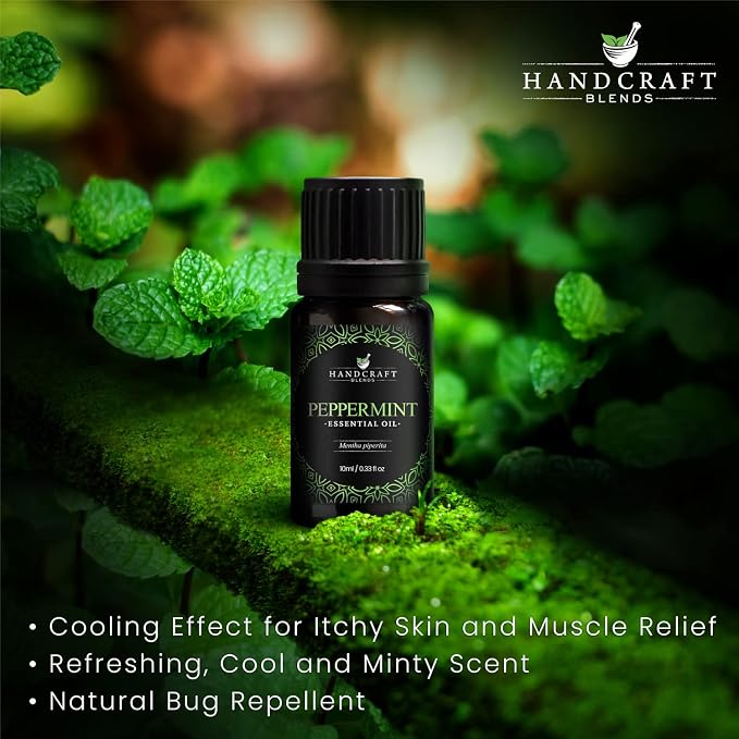 Handcraft Blends Peppermint Essential Oil – 0.33 Fl Oz – 100% Pure and Natural – Premium Grade Essential Oil for Diffuser and Aromatherapy, Skin, Massage, Candle and Soap Making Fragrance