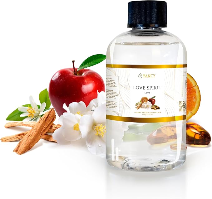 YANCY Love Spirit Luxury Collection Fragrance Oil (4 oz), Romantic and Airy Floral Scent, Ideal for Diffusers, Oil Burners & Aroma Lamps, Lighthearted Aroma for Loving Spaces
