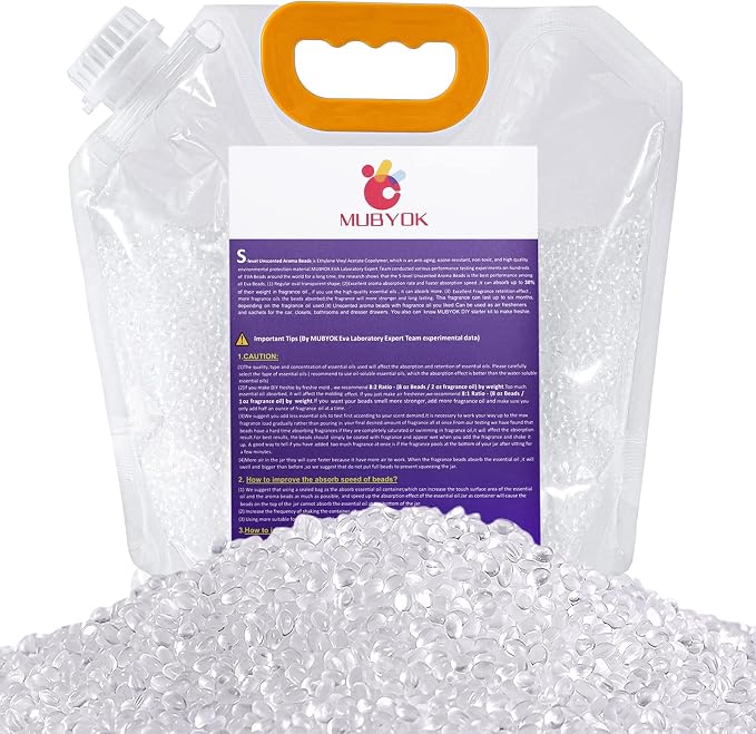 MUBYOK 3lb Premium Unscented Aroma Beads for DIY Car Freshies Bulk Supplies,Fragrance-Free EVA Beads for Adding Your Own Scent