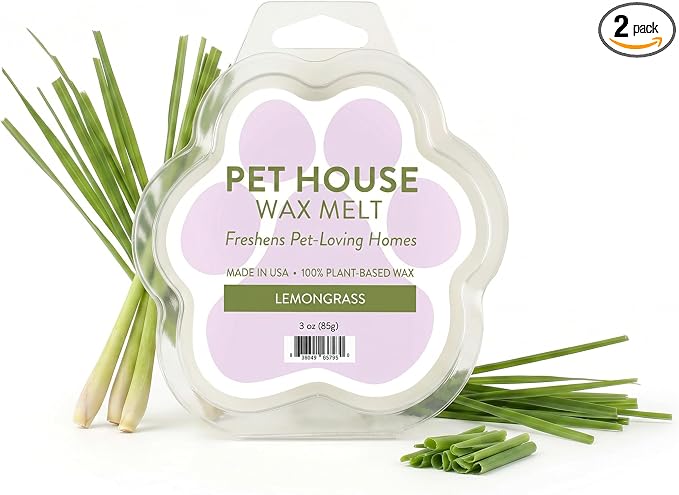 One Fur All Pet House Spring and Summer Wax Melts for Pet Odor, Natural, Plant Based Soy Wax Melts, Long Lasting Fragrance for Fresh Smelling Homes, Lemongrass