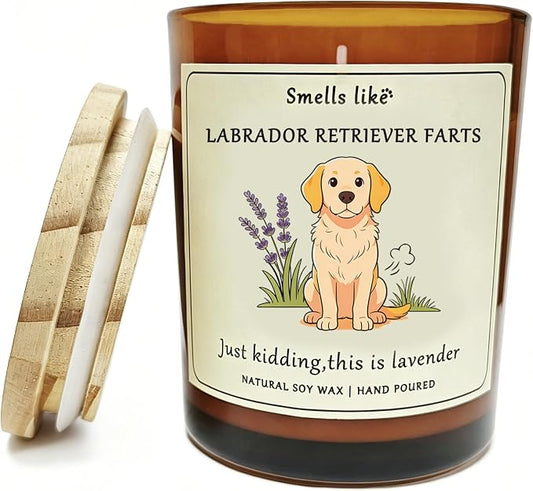 Labrador Retriever pet Owners & Dog Lovers - Dog Dad Gifts for Women, Labrador Retriever Farts Candle,Crafted by Natural Soy Wax Lavender Scented Candle