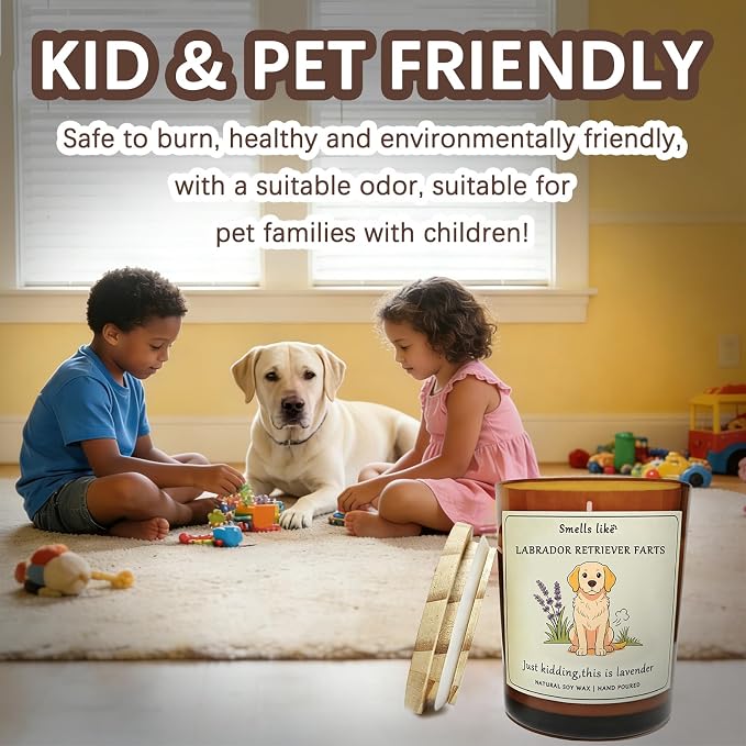 Labrador Retriever pet Owners & Dog Lovers - Dog Dad Gifts for Women, Labrador Retriever Farts Candle,Crafted by Natural Soy Wax Lavender Scented Candle