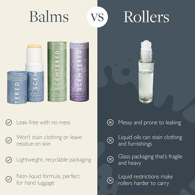 Scentered Aromatherapy Balm Gift Set - Calm & Confident (Pack of 3) - Sleep Well, De-Stress, Focus - Rosemary, Cedarwood, Lavender Essential Oils - Aromatherapy Gifts for Women